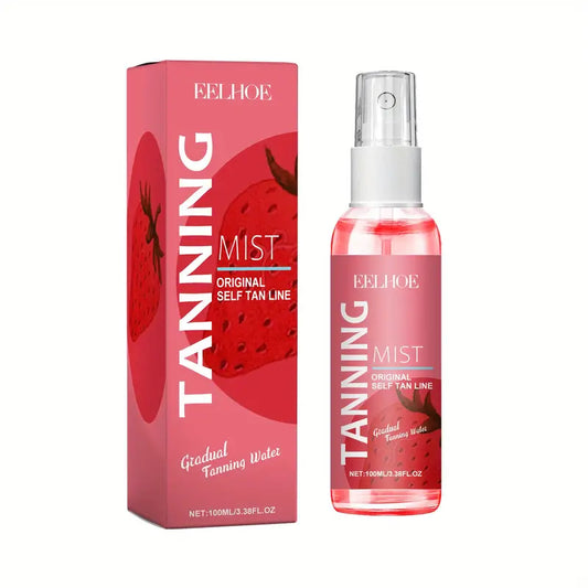 Strawberry-scented self-tanning spray